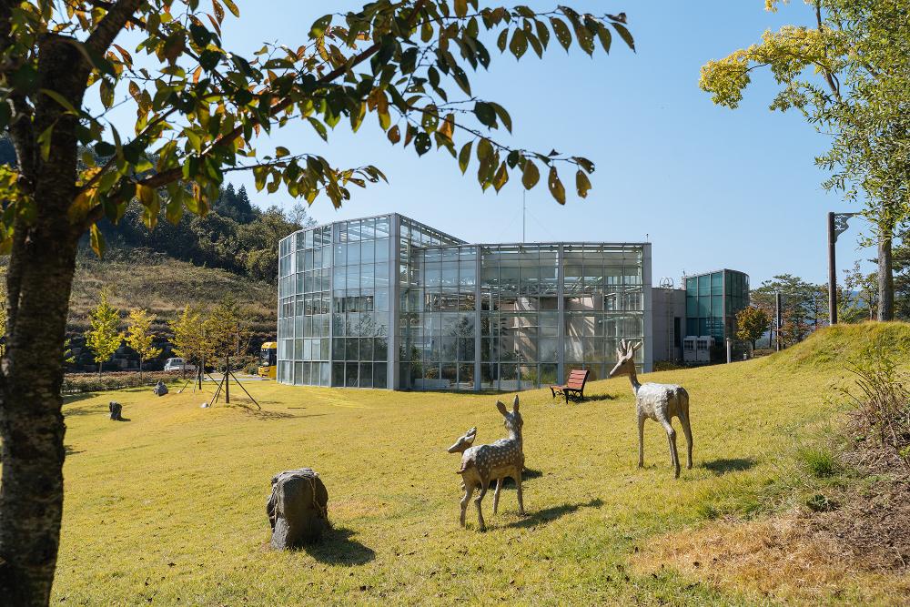 지리산 정원 잔디밭에 배치된 동물 모형